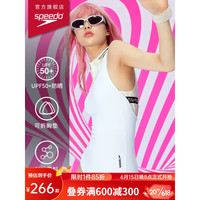 速比涛（Speedo）女士泳衣 焦点系列修身显瘦性感U型露背连体泳衣女 白色/黑色 34