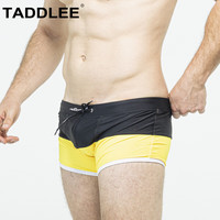 TADDLEE男士平角游泳裤速干时尚大码温泉裤男式运动健身夏季海滩休闲裤男 黄色 S