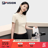 FILA FUSION斐乐潮牌短袖T恤2023夏季修身针织上衣女