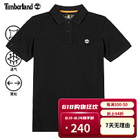 添柏岚（Timberland）短袖男春夏新款户外休闲运动上衣宽松透气商务POLO衫翻领T恤 A24H2001/黑色 白标 2XL/190