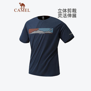 骆驼（CAMEL）户外速干T恤女短袖圆领排汗透湿运动上衣情侣徒步服 A23BA6J054