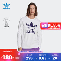 adidas阿迪达斯官方三叶草男纯棉舒适运动上衣圆领长袖T恤HR3526 白色 A/L