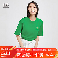 KOLON SPORT可隆男女同款短袖T恤亲肤舒适户外休闲内搭 绿色GR 180/XL