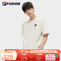 斐乐(FILA)FUSION潮牌短袖T恤情侣款2023夏季新款运动休闲上衣 乳糖色-BG 175/96A/L