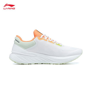 LI-NING 李宁 越影2跑步鞋男子2023新品轻量高回弹减震透气运动鞋ARHT001 标准白/淡果绿/荧光杏橙-1 45