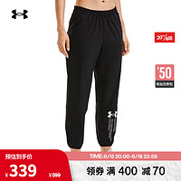 安德玛（UNDERARMOUR）春夏女子印花梭织训练运动长裤1377551 黑色002 M