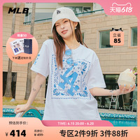 MLB官方 男女情侣运动T恤腰果花大logo休闲短袖23夏季新款TSI01