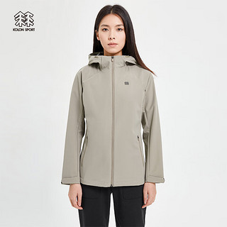 KOLON SPORT/可隆软壳夹克 女子户外运动3L防风防泼水轻量弹力连帽外套 LKJK3SN122-TA 灰褐 165/M