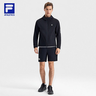 斐乐（FILA）FILA 斐乐男子运动套装2023夏季新款运动外套短裤套装 深黑-BK M