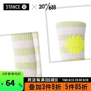 STANCE太阳图案条纹女士休闲袜春季透气中筒袜 S (35-37)