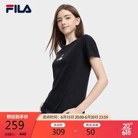FILA斐乐官方女子短袖T恤2023夏季时尚运动兔子刺绣圆领丝柔棉套头衫