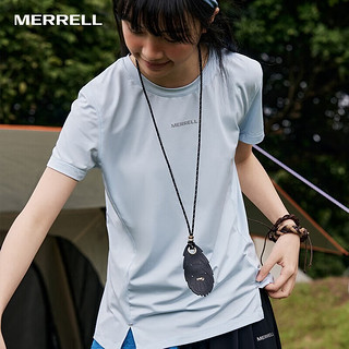 迈乐（Merrell）速干t恤女士户外跑步健身训练吸湿排汗透气弹力宽松舒适短袖上衣 MC1239004-2浅兰 S