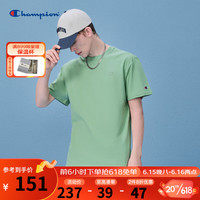 Champion2023春夏新款刺绣同色小c logo圆领T恤短袖男女情侣款 浅绿色 M