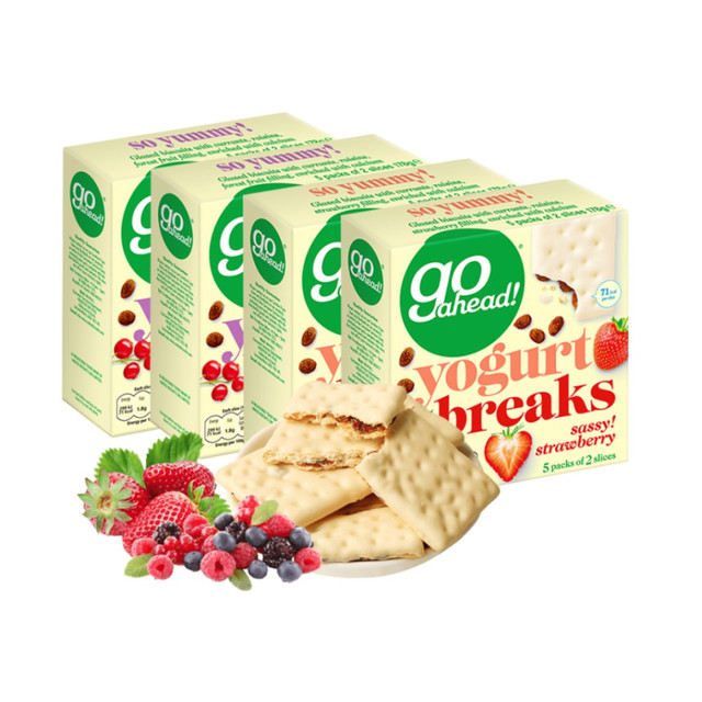 88VIP：GO AHEAD 果悠萃 英国进口Goahead果悠萃饼干酸奶涂层178g*4盒休闲点心零食装小吃