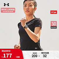 安德玛（UNDERARMOUR）春夏CoolSwitch女子跑步运动短袖T恤1373399 黑色001 L