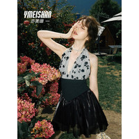 亦美珊 YI MEI SHAN亦美珊 YI MEI SHAN连体泳衣女泡温泉遮肉显瘦挂脖露背泳装YMS239045经典黑 M