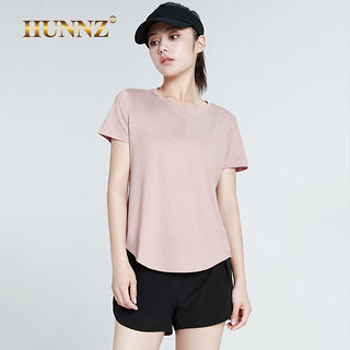 HUNNZ品牌网球服女套装宽松大码速干健身服2023夏季新款短袖羽毛球服女 湖水蓝+蓝色 L