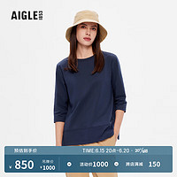 AIGLE艾高2023年春季新品女吸湿排汗UPF50+防晒防紫外线户外T恤 帝国深蓝 AK041 40(170/92A)