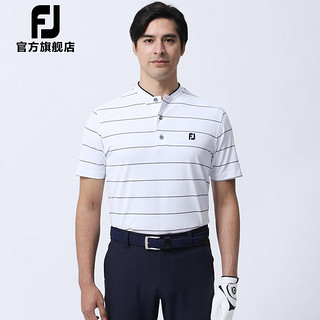 Footjoy新款高尔夫服装男士FJ春夏新款男装短袖T恤golf舒适运动POLO领衫 岩灰条纹80453 L