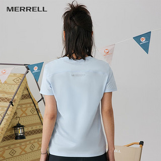 迈乐（Merrell）速干t恤女士户外跑步健身训练吸湿排汗透气弹力宽松舒适短袖上衣 MC1239003-3浅兰 XL
