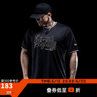 Monster Guardians运动短袖男 横机圆领美式篮球抗菌防臭字体印花轻薄透气上衣 Black 黑色 L