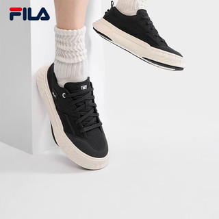 FILA 斐乐 官方川行鞋FOSSO男鞋复古帆布鞋2023夏新款休闲鞋 黑-BK 39
