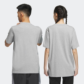adidas 阿迪达斯 官方neo男女情侣纯棉印花舒适运动上衣圆领短袖T恤 中麻灰 A/M