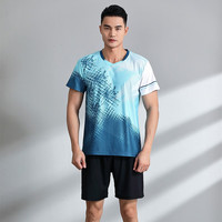 谛汐羽毛球服套装男女运动服乒乓球服网球服上衣速干短袖T恤裙裤队服 1301男款海清蓝T恤 M