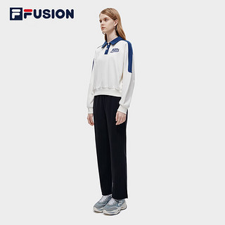 FILA FUSION 斐乐潮牌女子卫衣2023春季时尚宽松翻领长袖上衣