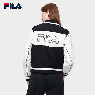 斐乐（FILA）官方女子外套2023春季新款时尚宽松经典针织棒球领女装上衣 云菇白-WT 155/76A/XS