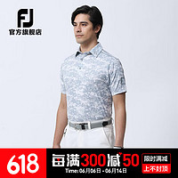 Footjoy新款高尔夫服装男士新款运动舒适golf短袖时尚印花迷彩上衣 迷彩白80468 M