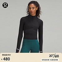 lululemon丨It's Rulu 女士跑步短款半拉链衫 *罗纹 LW3GF2S 黑色 0