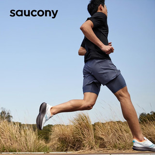 saucony 索康尼 菁华14男跑鞋2023年夏季透气训练轻量悦跑减震旗舰运动鞋子 白褐 42.5
