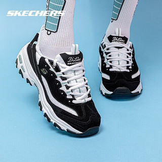 斯凯奇（Skechers）女鞋 23新款运动鞋复古厚底黑白熊猫鞋增高老爹鞋子女 经典一代黑白熊/蕾丝款 35