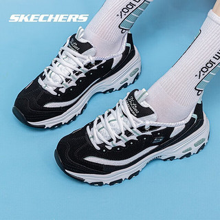 斯凯奇（Skechers）女鞋 23新款运动鞋复古厚底黑白熊猫鞋增高老爹鞋子女 经典一代黑白熊/蕾丝款 35