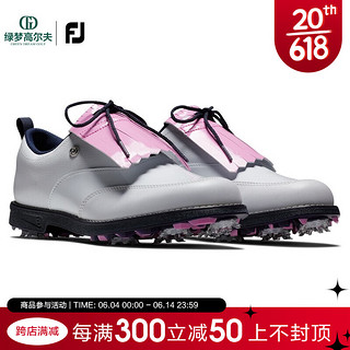 Footjoy高尔夫球鞋女鞋 FJ Premiere新款golf可拆卸流苏款有钉鞋防滑 白粉99044 36.5