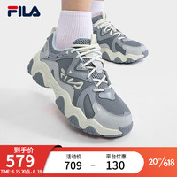 斐乐(FILA)官方猫爪4代FLUID 4女鞋复古运动鞋2023夏新款老爹鞋厚底休闲鞋 合金灰/鸽子灰-AD 36
