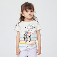 Gap 盖璞 女幼童纯棉3D洋气宽松短袖T恤833423夏季款儿童装打底衫潮