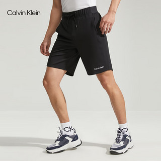 Calvin Klein运动23春季新款男士提花织带抽绳刺绣速干跑步运动短裤4MS3S801 001-太空黑 L