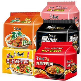 康师傅 劲爽乐袋香辣牛肉味方便面5袋