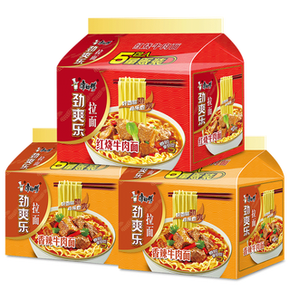 康师傅 劲爽乐袋香辣牛肉味方便面5袋