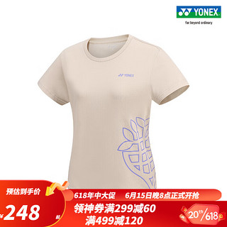 YONEX/尤尼克斯 16671CR/16674CR 2023SS自然环保系列情侣款运动T恤yy 沙滩米黄色（女款） O