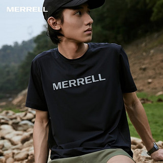 迈乐（Merrell）速干t恤男士户外跑步健身训练吸湿排汗透气弹力宽松舒适短袖上衣 MC2239004-2黑色 S