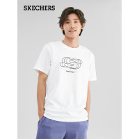 SKECHERS 斯凯奇 夏男子经典T恤针织圆领休闲凉感速干透气短袖L223M074白