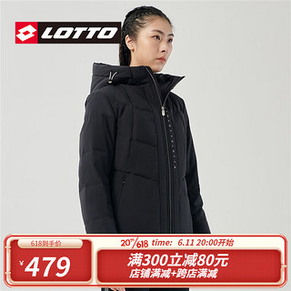 乐途（LOTTO）冬季羽绒服2022年灰鸭绒保暖外套女防风防寒修身柔软上衣服 黑色 160/S