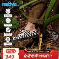 native男女洞洞鞋Jefferson系列棋盘格花纹沙滩凉鞋超轻透气运动鞋拖鞋 黑色棋盘格黑色 38