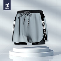 捷虎泳裤男士防尴尬速干宽松平角沙滩裤两用温泉泳衣游泳装备灰色L