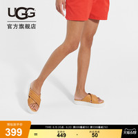 UGG夏季女士休闲舒适纯色厚底凉鞋交叉时尚露趾拖鞋 1128635 TLTH | 皮革棕色 38 鞋内长：24CM