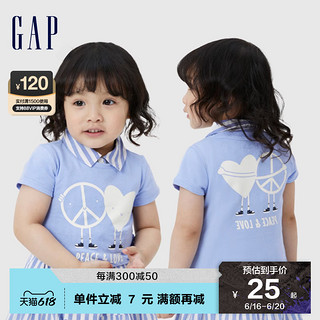 Gap 盖璞 女幼童纯棉印花短袖T恤827912夏季新款童装洋气上衣