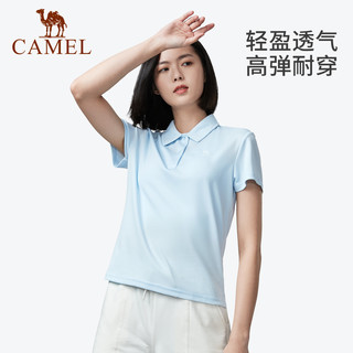 骆驼 CAMEL女装翻领速干T恤女2023春季新款Polo衫宽松时尚短袖休闲上衣 极地白，女A1S1RL106H S